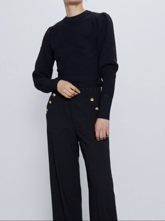 New Zara Wide Sleeves Knit Sweater, Black, Large - Picture 2 of 9